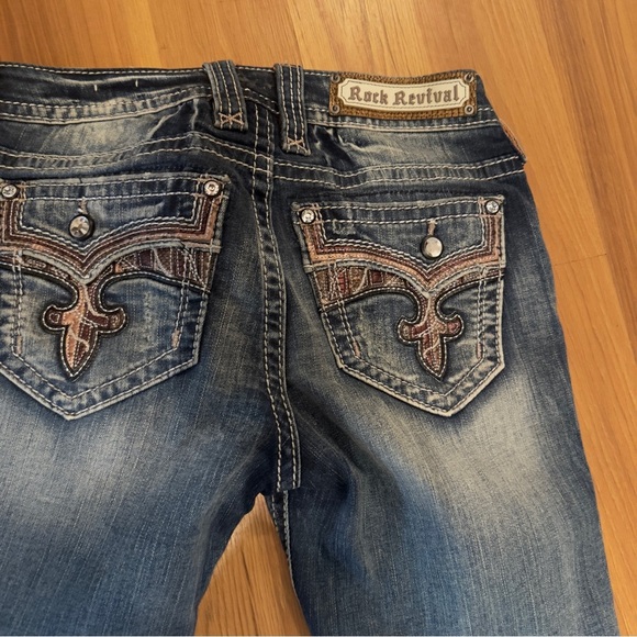 Rock Revival Blue Bootcut Jeans with Embroidered Pockets - Picture 2 of 8